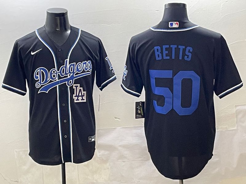 Men 2025 Los Angeles Dodgers #50 Betts Black Three generations Fashion Nike MLB Jersey style 5